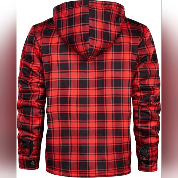 🆕Plaid Full Zip Hooded Heavyweight Jacket w/ Fleece/Sherpa Lining - Men's Small - Picture 7 of 9
